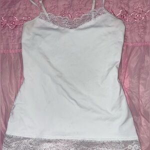 White y2k mcbling coquette Lace cami